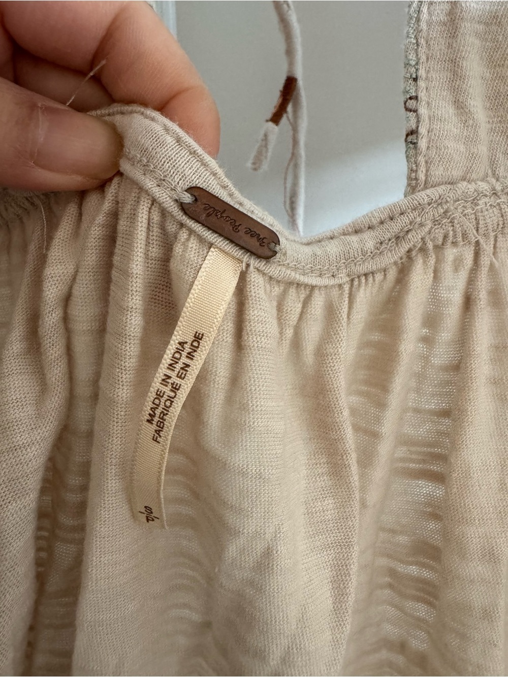 Free People Boho Embroidered Babydoll Mini Dress Cream Crochet Sleeve Small - Picture 8 of 11